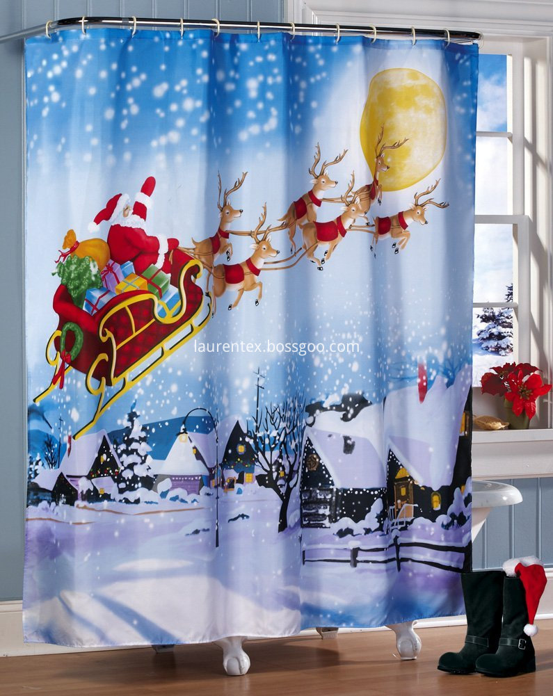 Waterproof Shower Curtain Bathroom Christmas 0