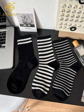 Version cashmere thick striped high tube socks pile socks