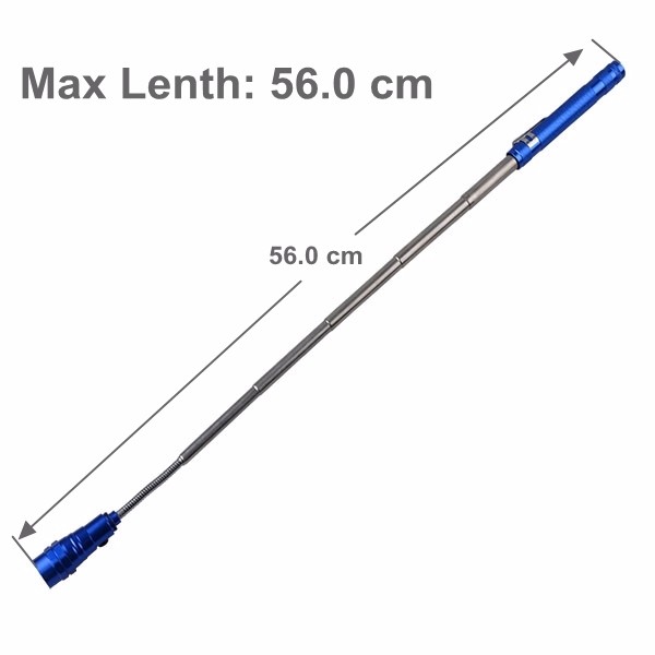 Magnetic Pick Up Tool Lamp Work Light 3 LED Blue Telescopic Torch