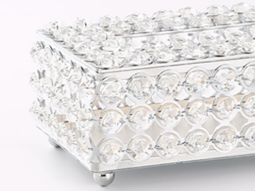 Hand Made Gold Silver Metal Crystal Tissue Box