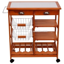 New Nature Good Quality Wooden Bamboo Kitchen Trolley