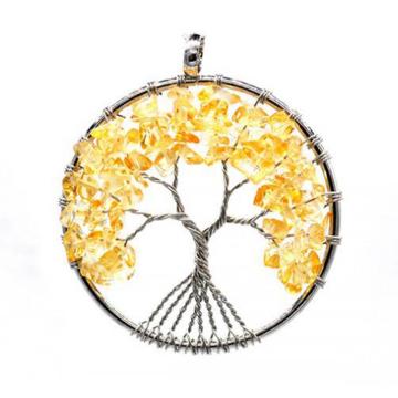 Natural Healing Crystals Quartz Tree of Life Necklace 7 Chakras Gemstone Pendant Mother's/Father's Day