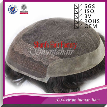 Indian remy human hair toupee,toupee hair human toupee,brush back toupee