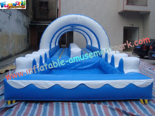 0.55 Mm Blue Giant Waterproof Outdoor Inflatable Water Slides For Kids And Adults