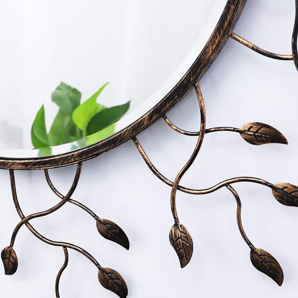 탈착식 잎이있는 장식 거울