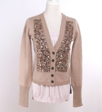 ladies angora/wool blended hand beading sweaters knitwear cardigan SWT-L5206