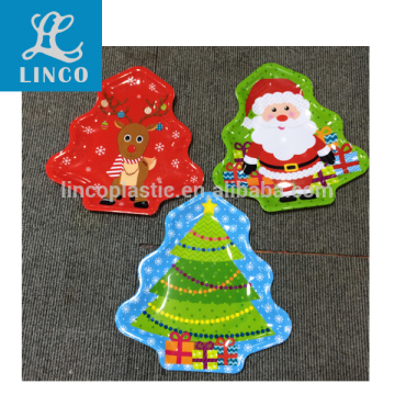 2016 Good Quality Christmas Tree Shaped candy Plastic Plate