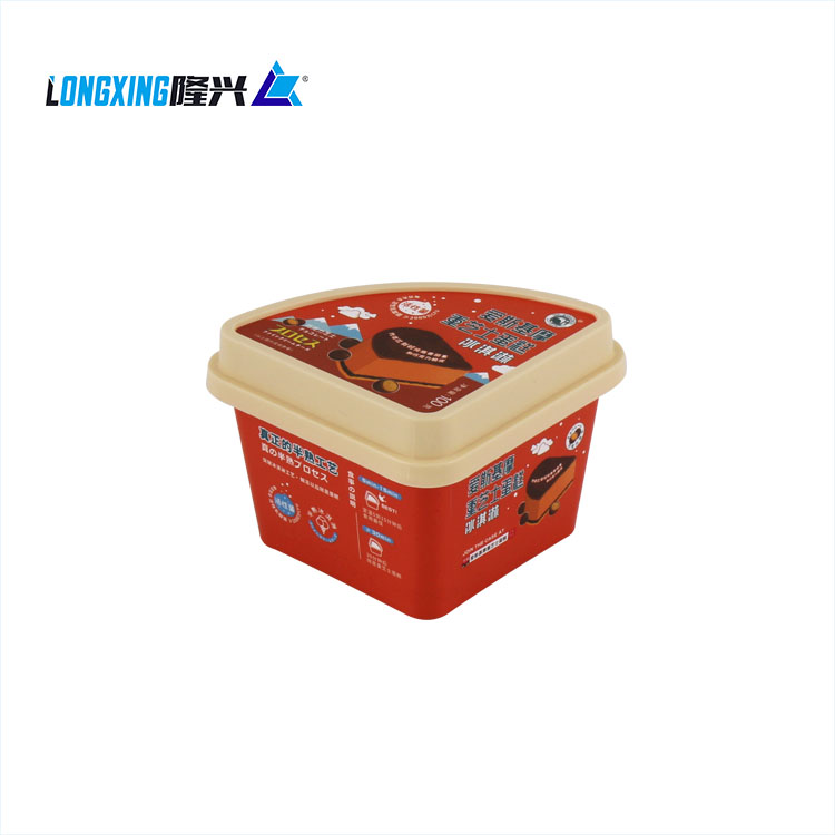 200ml custom packaging triangle PP plastic food cake ice cream cup box container with lid