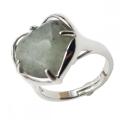 Gemstone Heart Rings Natural Stone Crystal Adjustable Rings for Women Wedding Ring Silver Plated Copper Ring