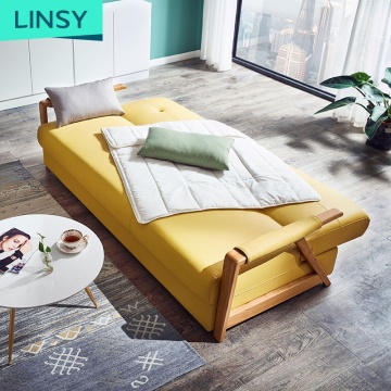 Linsy Classic Wood Frame Leather Convertible Sofa Couch Set