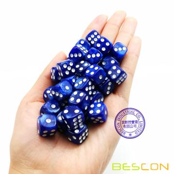 Bescon 12mm 6 caras Dice 36 en Brick Box, 12 mm Six Sided Die (36) Bloque de dados, Marble Blue