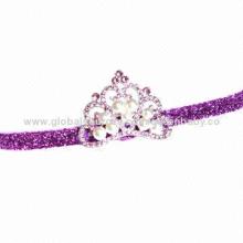 Crystal and Pearl Tiara Headband with Glitter Headband