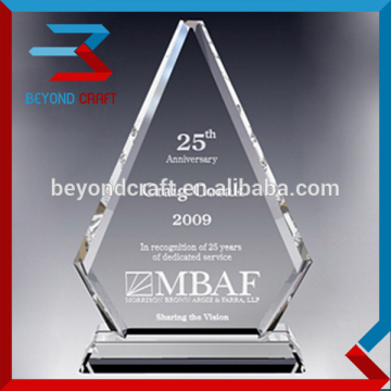 Service Beveled Crystal Trophy For Appreciation Awards