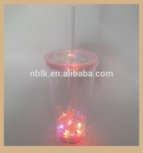 Promote Sales Plastic Led Flashing Cup With Straw