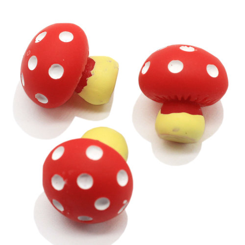 3D Red Mushroom Resin Beads Simulation Vegetable for Fairy Garden Toys DIY Home Craft Charms Keychain Accessory