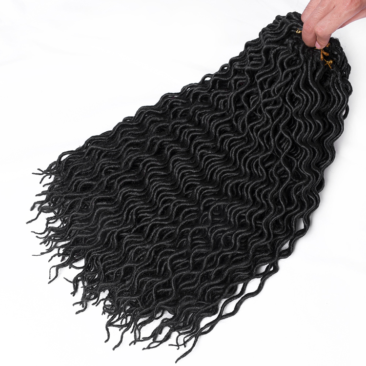 factory price goddess curly faux locs crochet braid hair wavy faux locs 18inch