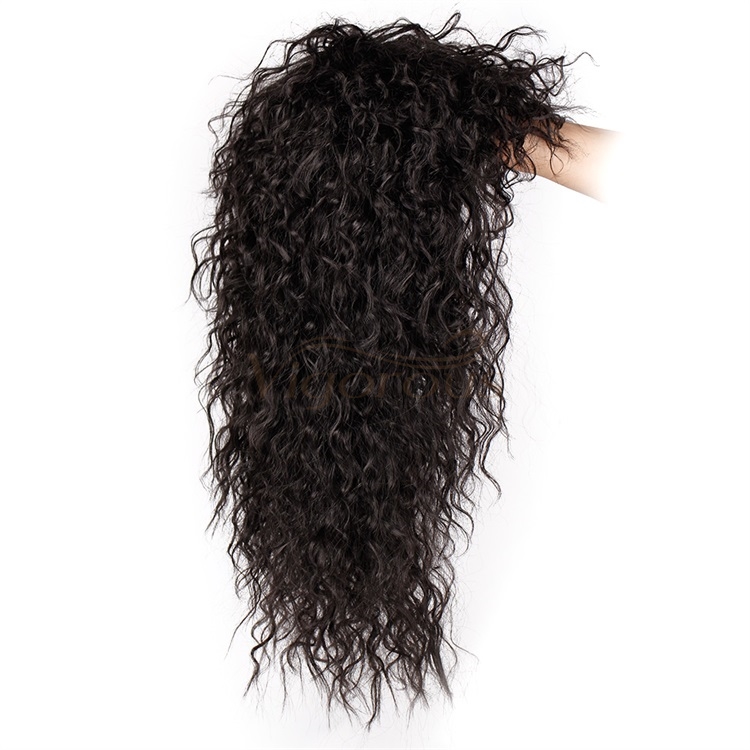 Vigorous Long Curly 80S Men Hair Wig Heat Resistant Synthetic Black Punk Puffy Headgear Fashion Heavy Rocker Style Cosplay Wig