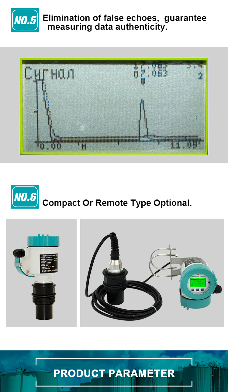 20m Range Available Detector Ultrasonic Range Level Transmitter Ultrasonic Level Meter