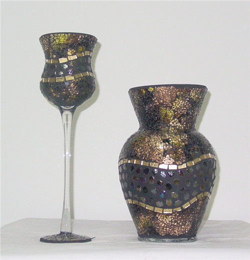 Mosaic Glass Pillar Candle Holder