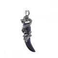 Crystal Wolf Tooth Wrapped Silver Dragon Stone Pendant Gemstone Wire Wrapped Dragon Pendants for Diy Jewelry Making Charm