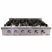 36 inch 6 burner gas stove range top with LED knob
