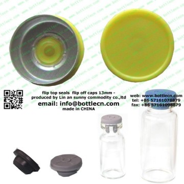 yellow 13mm pharmaceutical flip off aluminium cover cap lid