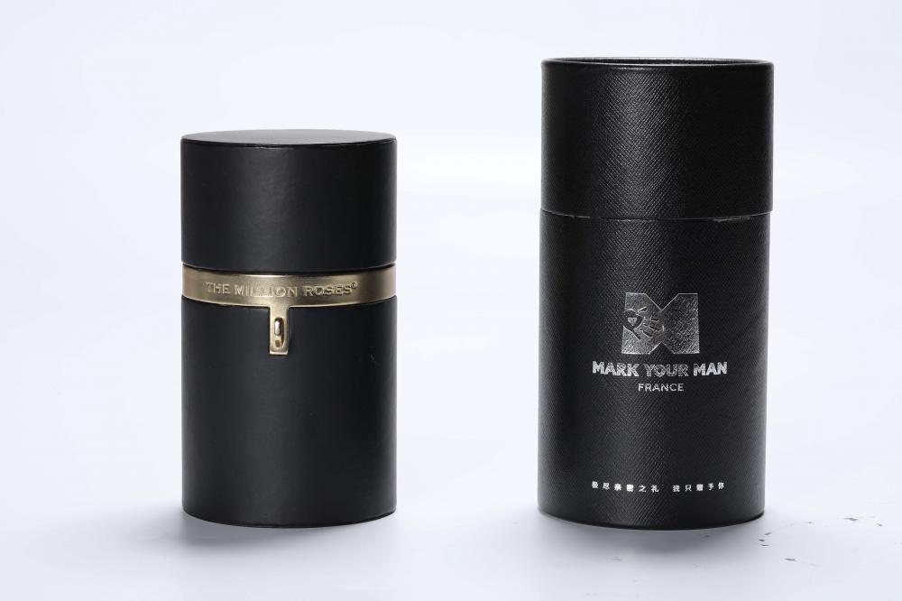 Boîte de paquet de parfum de luxe de tube de papier de carton noir