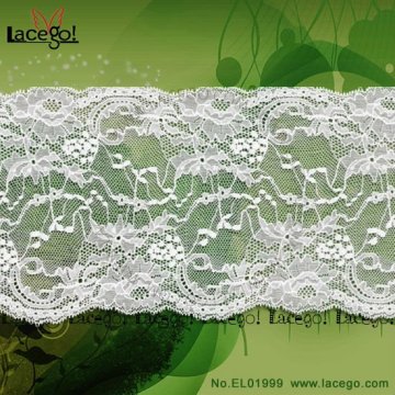 popular design white wide elastic lace