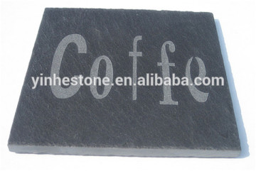 2016 Eco-friendly black slate customized coffee coaster coffee bar table coaster slate placemats and coasters