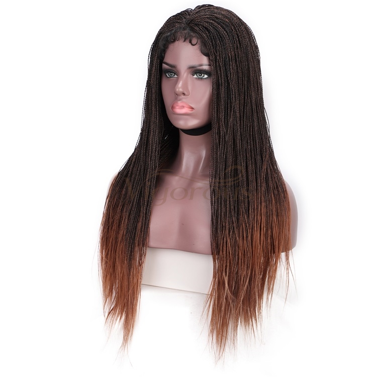 Vigorous Long African High Temperature Synthetic Ombre Twist Braided Lace Front Wig Braid Hair for Black Women