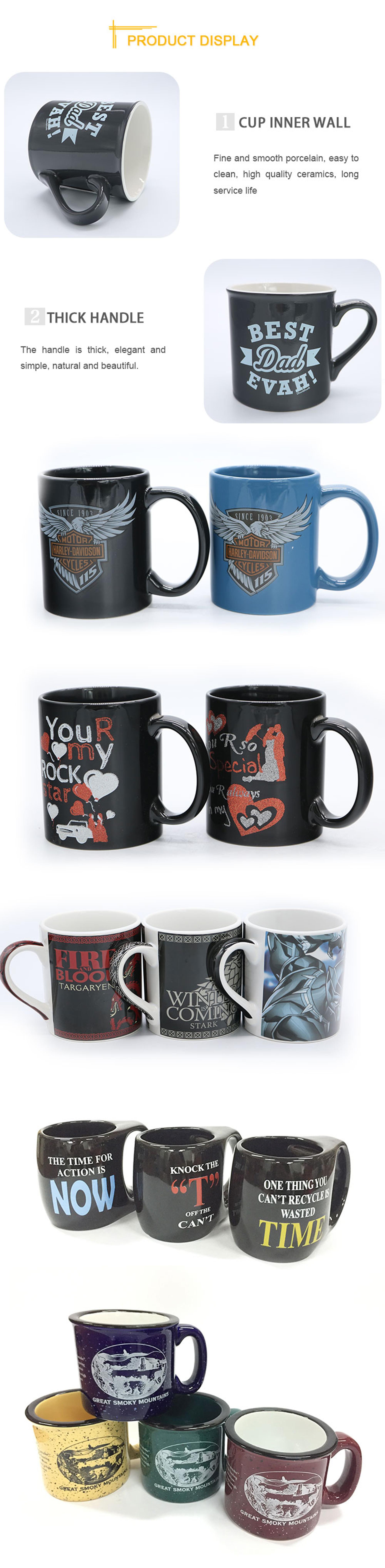 Super quality Variety of styles decal ceramic tea mugs with handle