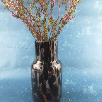 Leopard Tortoise Shell Glass Vase black leopard vase