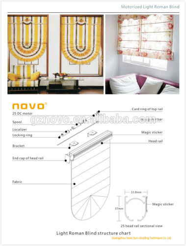 roman shade bracket-2014 China top sell electric roman blinds /wireless roman shade / curtains by Guangzhou NOVO factory