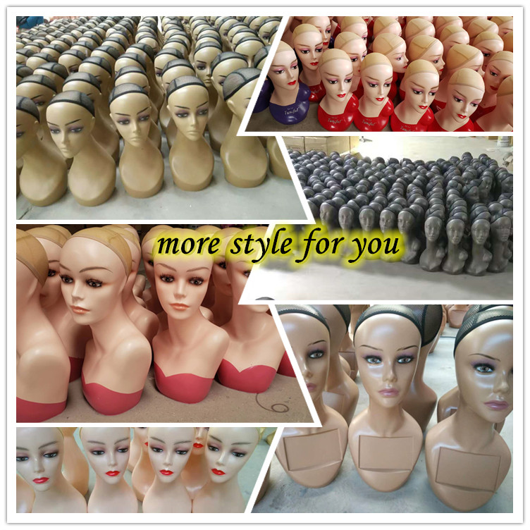 Wholesale beautiful make up brown size adjustable pretty realistic female head wholesale mannequin head for wig display