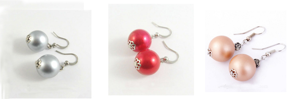 Bridal Red Pearl Earrings