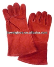 Red cow split leather welding work gloves