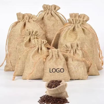 Promotional custom jute drawstring bag