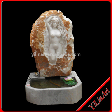 Decorative Outdoor Garden Sone Wall Water Fountain With Nude Lady Statue