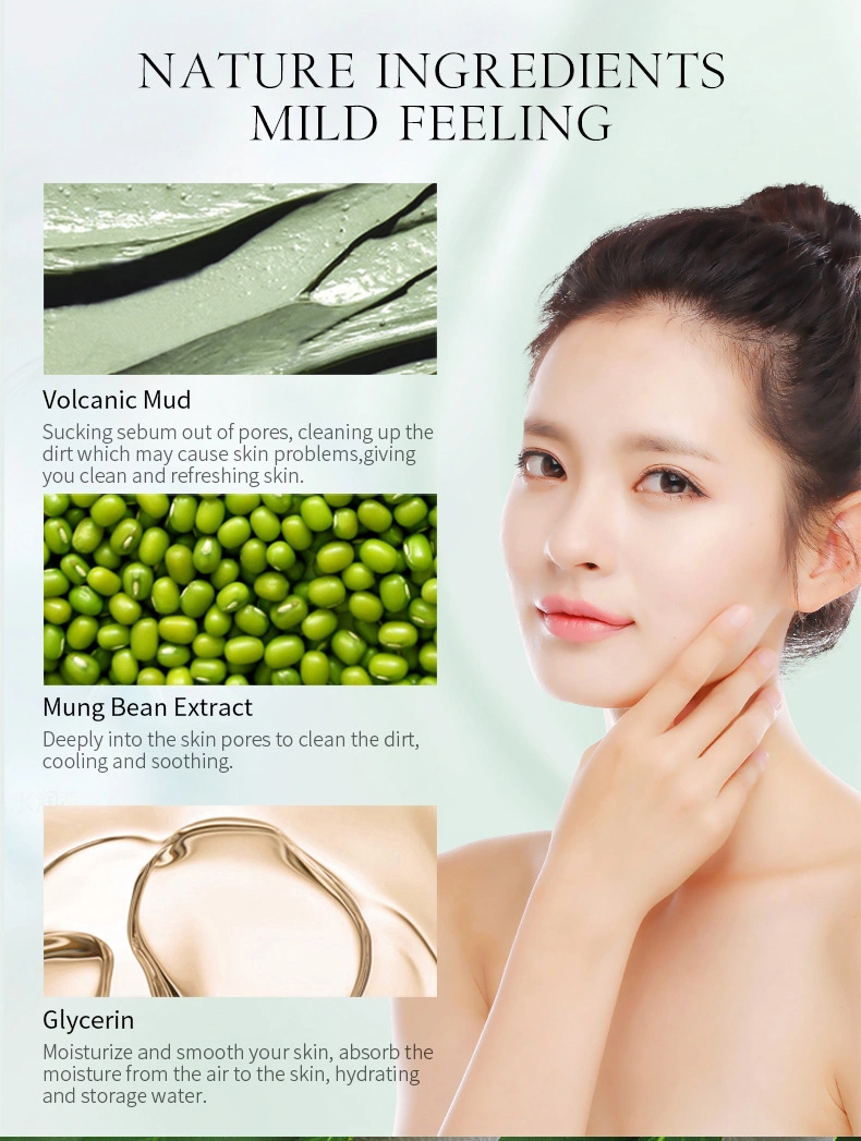 OEM/ODM Mung Bean Clay Face Mask Oil Control Deep Cleaning Remove Grease Shrinks Pores Skin Care