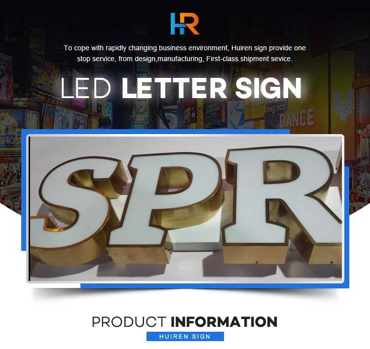 Customized light up logo led light for signage stainless steel front light outdoor signs