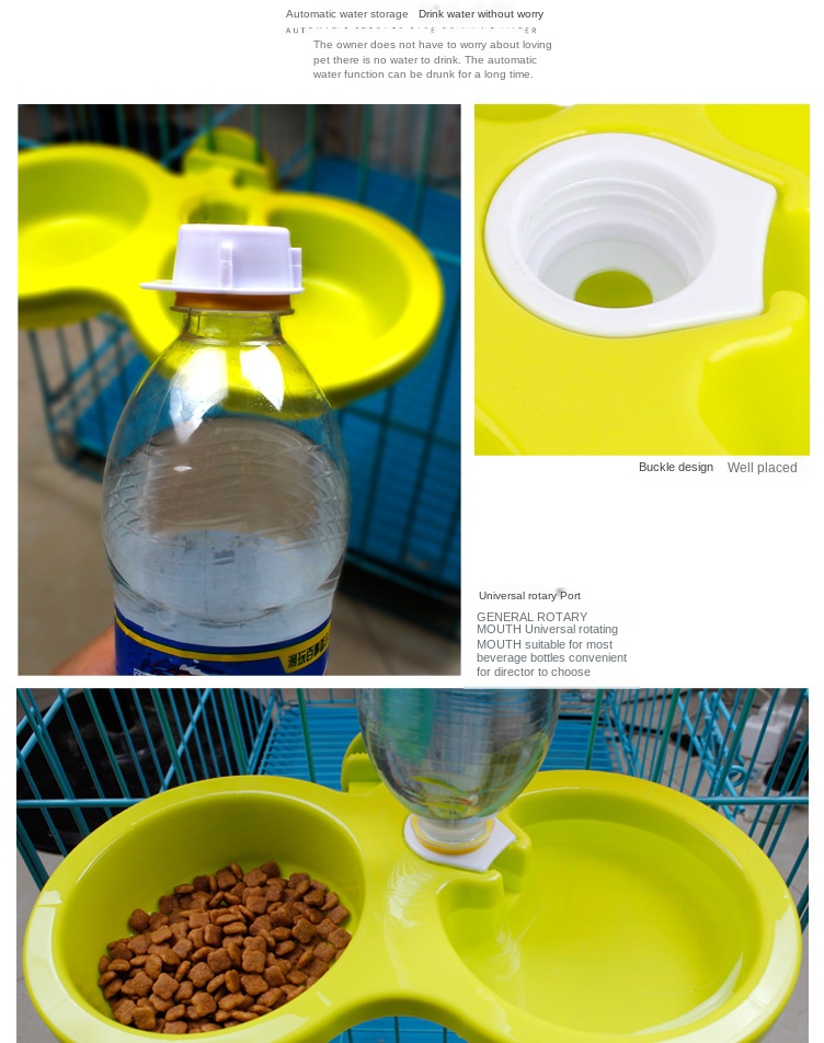 Automatic drinking fountain feeder hanging double bowl food bowl drinking pet bowl