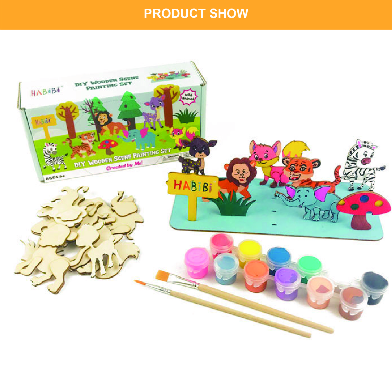 Diy Painting Kit Wild Animal Unfinished Wood Piece Drawing Diy Wood Decorations for Kids Paint Toy Wood Kids