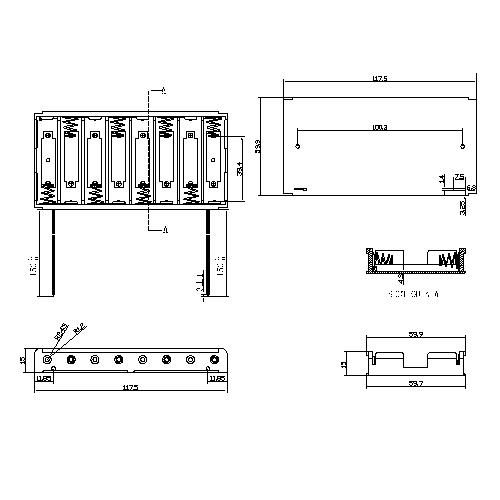 8 PIECES AA Battery Holders 8P BBA-5-8-150-A