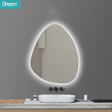 Frameless LED Smart Bathroom Mirror with Irregular Shape and Hotel Lighting