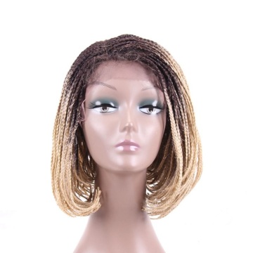 cheap african full short box braided wig lace front synthetic wig hair