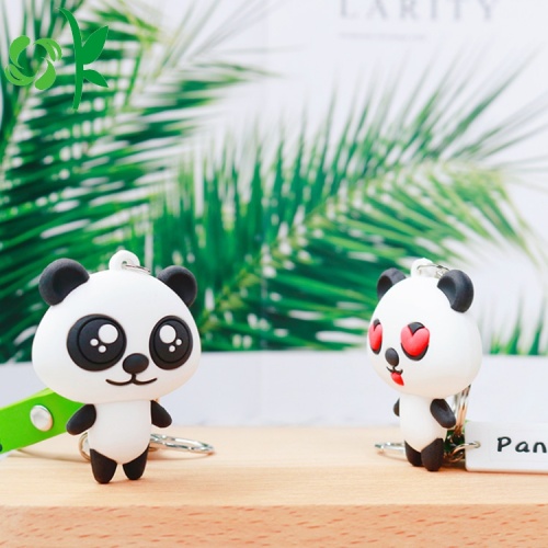 Customizd 3D Panda Siliconen Zachte PVC Metalen Sleutelhanger