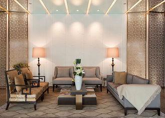 Customized Brown Fabric Hotel Lobby Sofa Set Armchair And C
