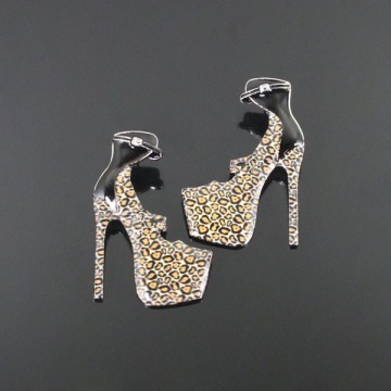 Lead & Cadmium Free Leopard Printed Heels Earring