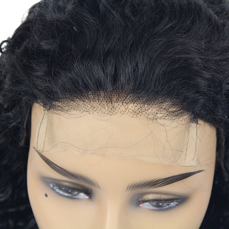 Glueless human hair wigs black, curly virgin human hair lace wigs, 150% density lacefront wig human hair