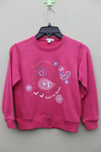 100% cotton knitted front hot drilling  GIRL`S JACKET pullover